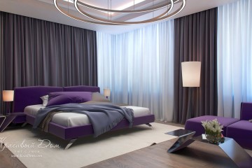 Фиолетовая кровать в комнате мальчика-подростка