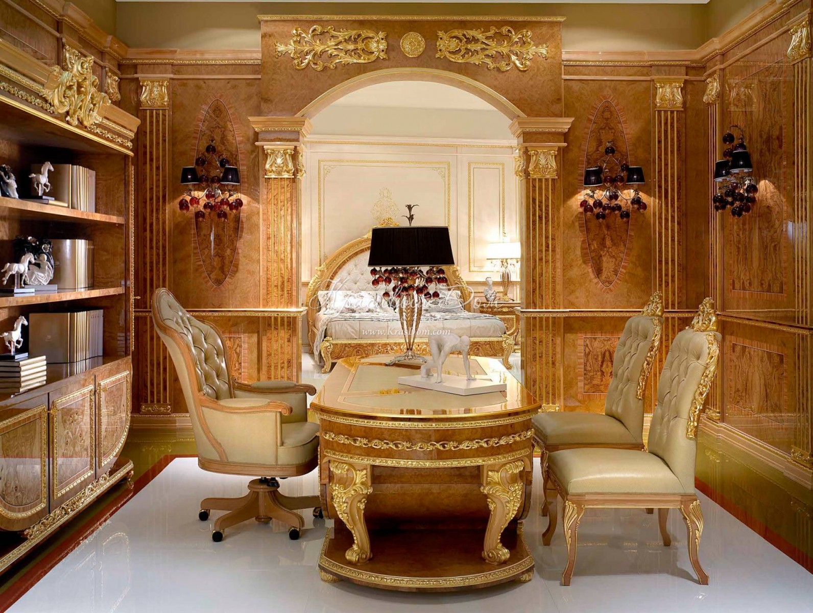 Кабинет - soc/188. Кабинет в стиле барокко с овальным письменным столом от фабрики Socci