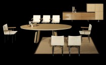 Глянцевый золотисто-бежевый стол на дизайнерских опорах