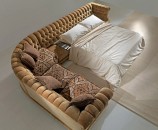 Светло-коричневый модульный диван-кровать в классическом стиле