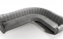Угловой светло-серый диван со стеганой спинкой