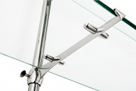 Пристенный серебристый стеллаж с 6 широкими стеклянными полками