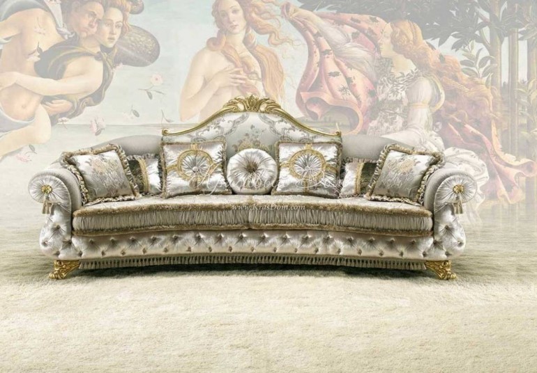 Классический трехместный диван в серебристо-серой комбинированно