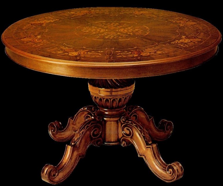 Круглый обеденный стол с декорированной столешницей