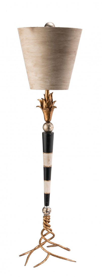 Лампа на полосатой ножке с кремовым абажуром