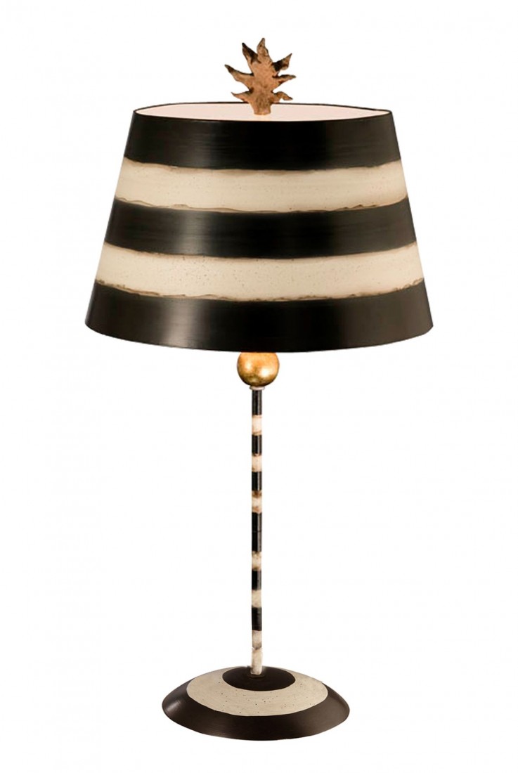 Полосатая черно-белая лампа с золотым шаром