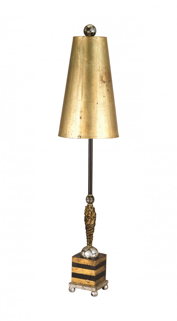 Позолоченная лампа на полосатом пьедестале