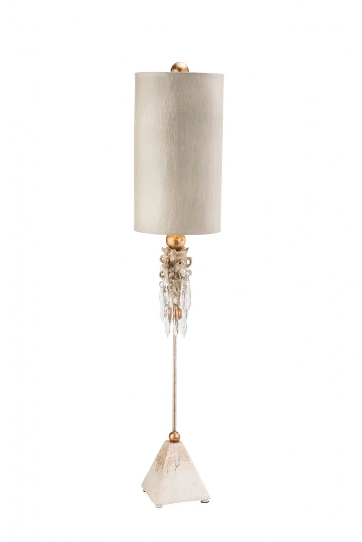 Лампа цвета слоновой кости на декорированной ножке с хрустальным