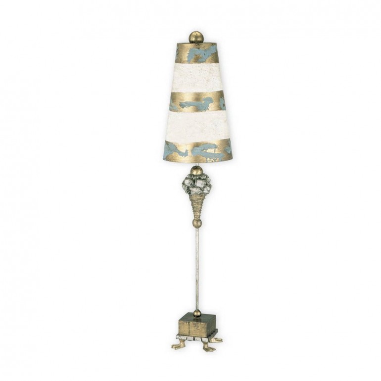 Дизайнерская лампа с патинированным полосатым абажуром