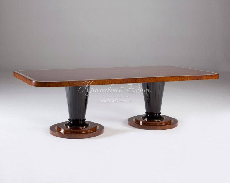 Обеденный стол из массива на 2 черных опорах