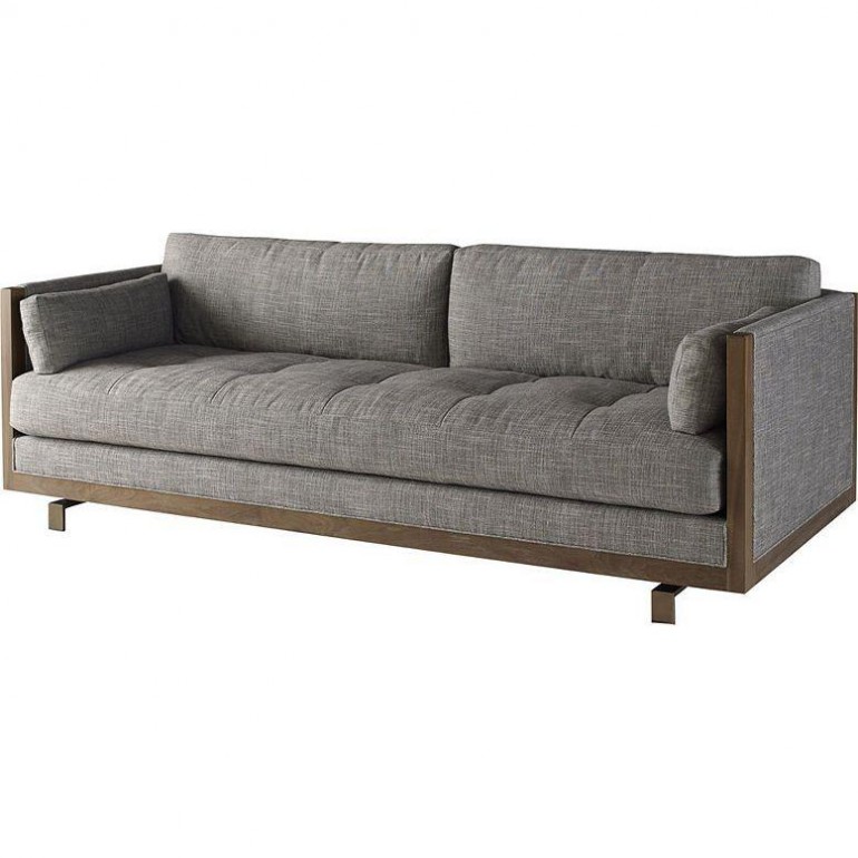Двухместный серый диван со стеганым сиденьем