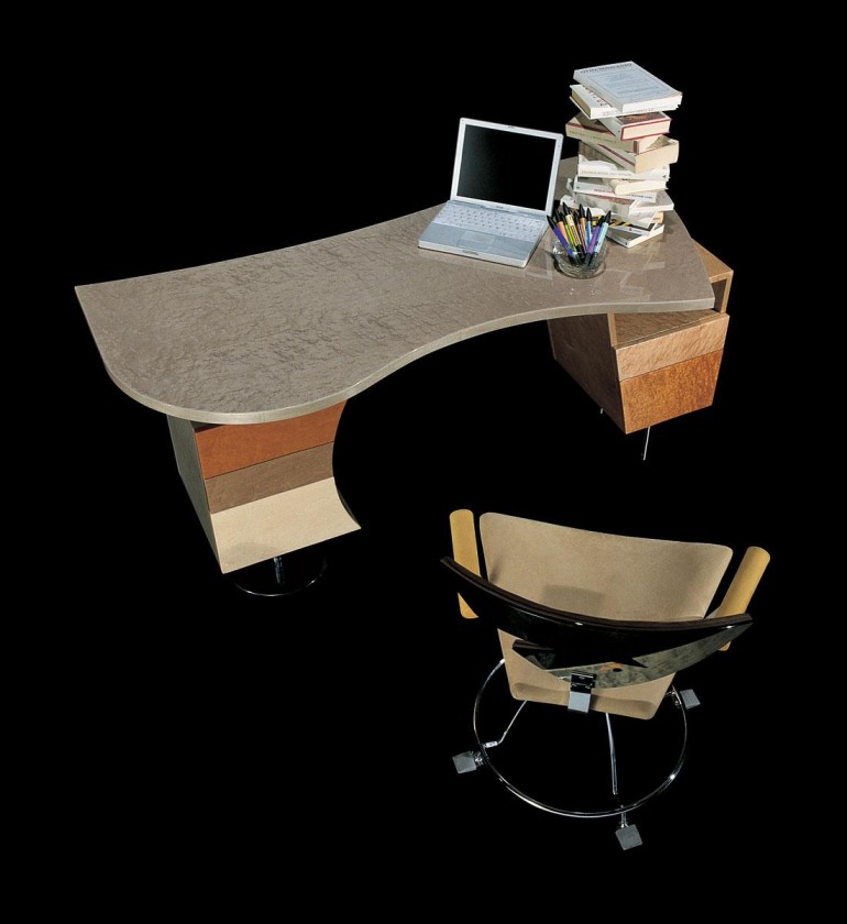 Двухтумбовый стол с фигурной серой столешницей
