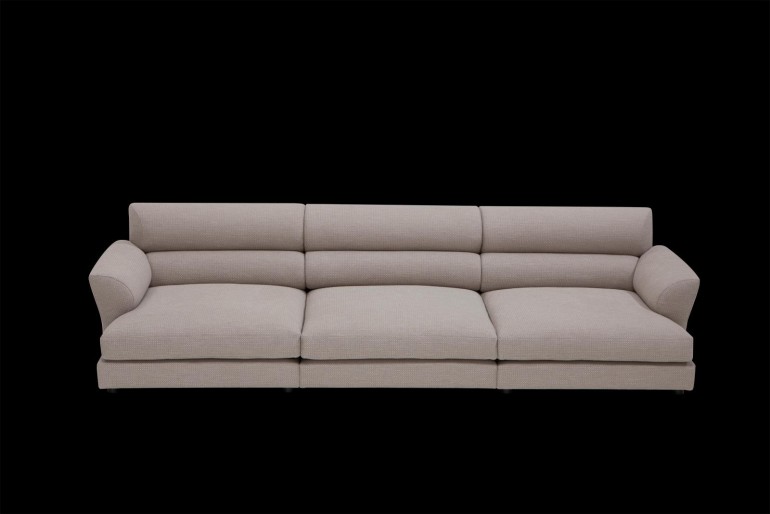 Серо-бежевый диван в обивке из структурированного текстиля