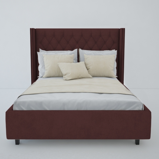 Кровать Fairy-2 с кантом из гвоздиков темно-коричневая