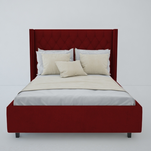 Кровать Fairy-2 с кантом из гвоздиков красная