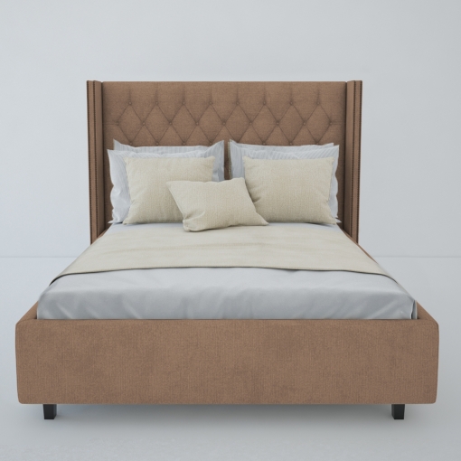 Кровать Fairy-2 светло-коричневая с кантом из гвоздиков