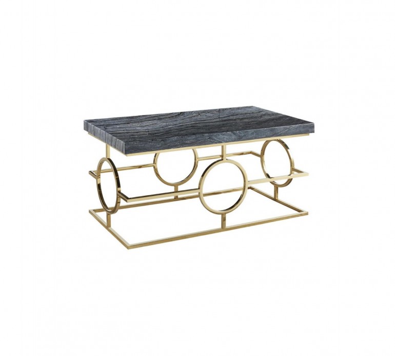 Дизайнерский столик с темно-серой мраморной столешницей на позол