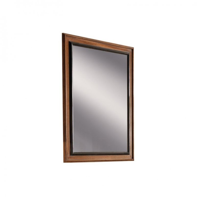Зеркало в раме орехового оттенка с черным кантом