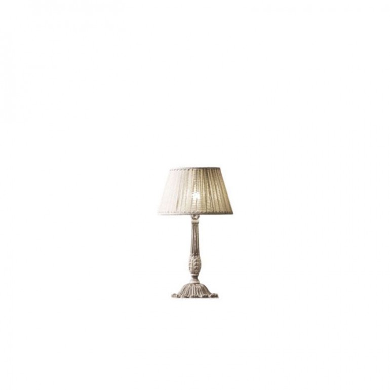 Резная светло-серая лампа с плиссированным абажуром