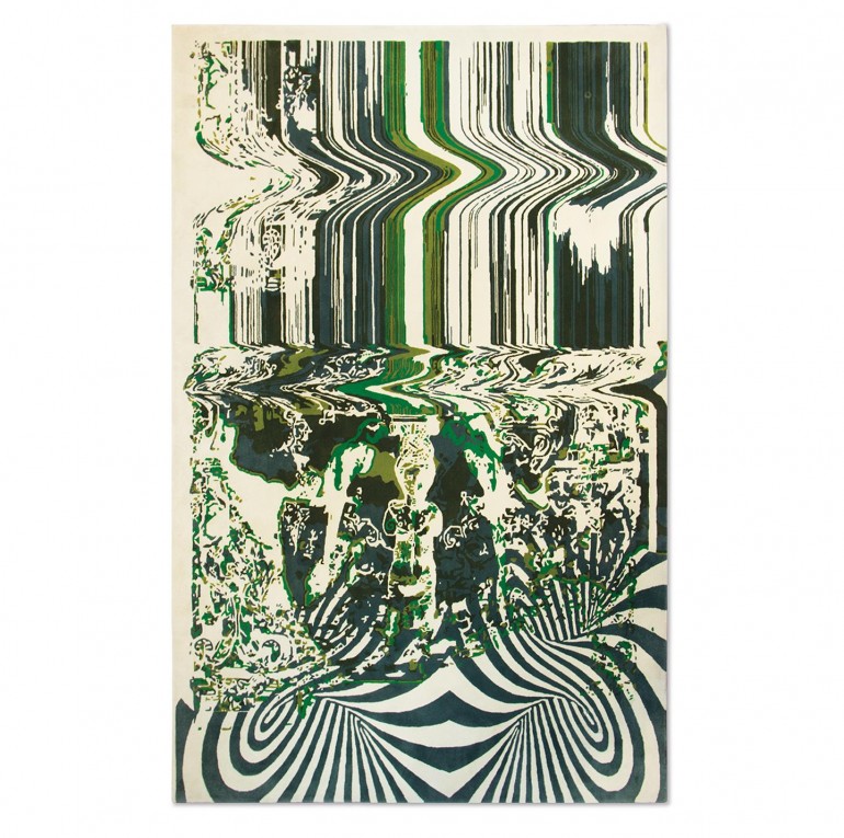 Прямоугольный ковер с абстрактным рисунком в зеленой цветовой га