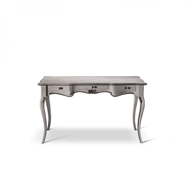 Серебристо-серый стол с 3 ящиками