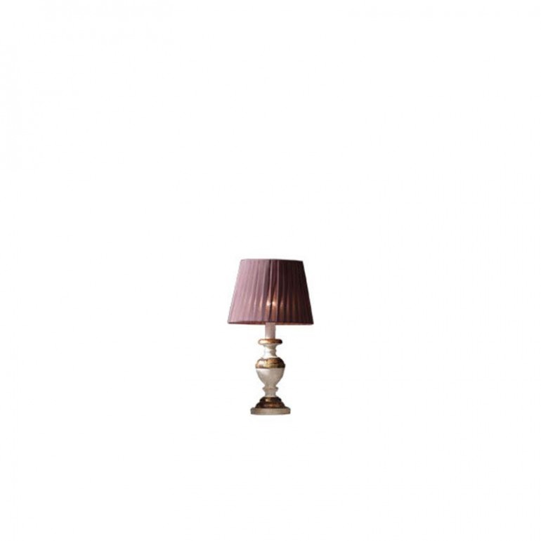Лампа с плиссированным бордовым абажуром на фигурной белой ножке