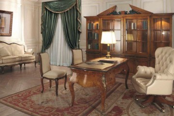 Классический кабинет со светлой мягкой мебелью - mcst/0418