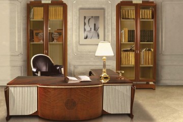 Респектабельный кабинет с большим угловым письменным столом - mcst/0842