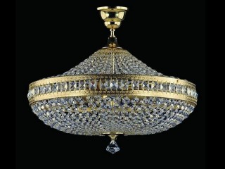 Круглая хрустальная люстра на латунном карасе - argl/195