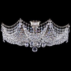 Серебристая люстра с фигурной хрустальной корзиной - argl/327
