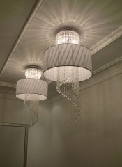Люстра с круглым плафоном и хрустальными подвесками в форме спирали - jag/131