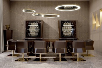 Коричневая столовая с 2 барными шкафами - csh/0279