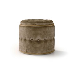 Круглый пуф в бархатной обивке песочного оттенка - csh/0258