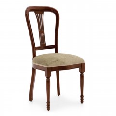 Коричневый стул с открытой спинкой и бежевым бархатным сиденьем - svd/870