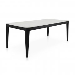 Стол с белой мраморной столешницей на черном подстолье - svd/064