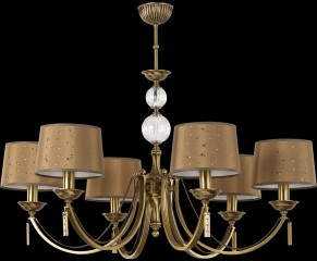 Люстра с 6 круглыми коричневыми плафонами, украшенными стразами Swarovski - kut/238