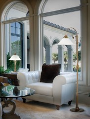 Торшер с регулируемой опорой и белым плафоном в форме чаши - kut/031