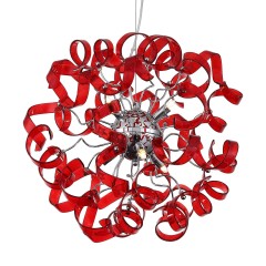 Люстра с шаром из красных завитков - stlu/220