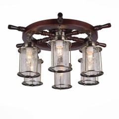 Люстра с деревянным основанием в виде штурвала - stlu/337