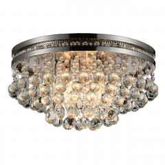 Круглая люстра с хрустальными подвесками внутри стеклянного плафона - stlu/426