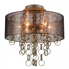 Люстра с круглым плафоном из органзы и декоративными цепями - stlu/228