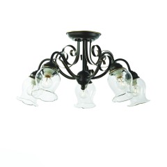 Кованая люстра с прозрачными стеклянными плафонами - stlu/357