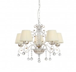 Люстра, украшенная хрустальными гирляндами и подвесками с гранеными шарами - stlu/350