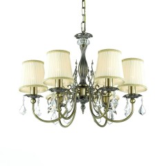 Люстра с 6 светлыми абажурами из ткани - stlu/355