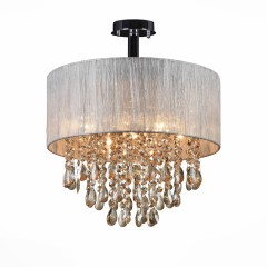 Роскошная люстра с хрустальными подвесками и драпированным абажуром - stlu/021