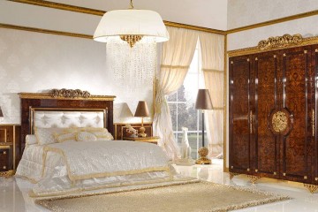 Спальня из корня ясеня с трехсекционным гардеробным шкафом - aar/167