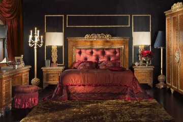 Спальня орехового оттенка с красной атласной обивкой - aar/232