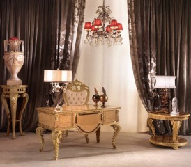 Кабинет с инкрустированным письменным столом и мягким креслом - soc/007