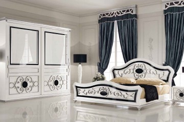 Белоснежная спальня с контрастной отделкой - mbst/200