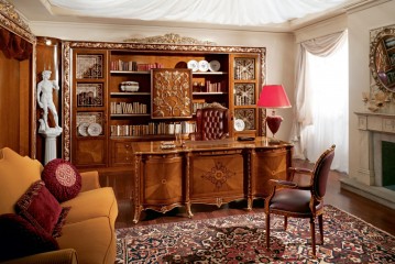 Классический кабинет с большим книжным шкафом - mbst/069